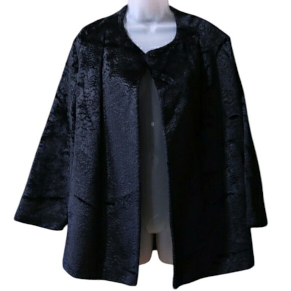 Vintage Black Velvet Formal Fancy Swing Coat XL - Picture 1 of 9